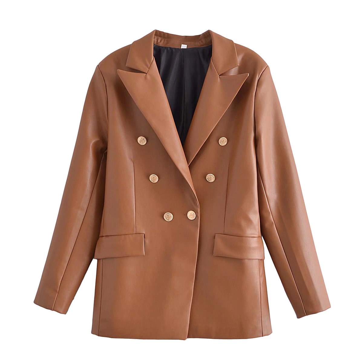 Bruin Losse Pu Faux Leren Jas Vrouwen Klassieke Moto Biker Jacket Lente Herfst Lady Basic Jas Lederen Blazers Bovenkleding: M