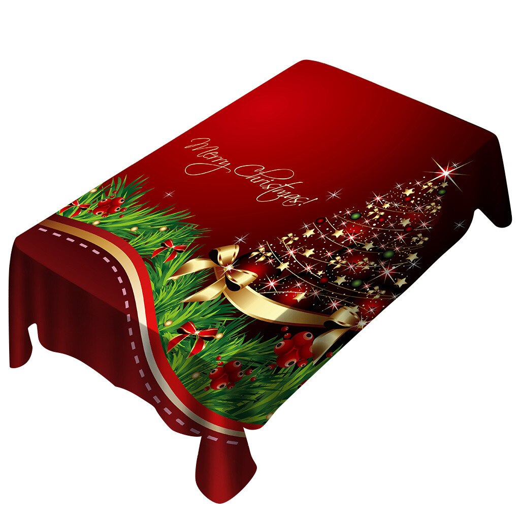 40#  juledug print rektangel borddæksel fest hjem indretning køkken spisebord dækning julemanden duge