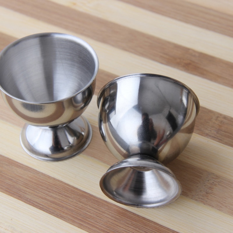 4pcs/set Stainless Steel Egg Cups Holder Soft Stand for Boiled Tabletop Cup Kitchen Tool Set Round Silver Eggs Cup Holder