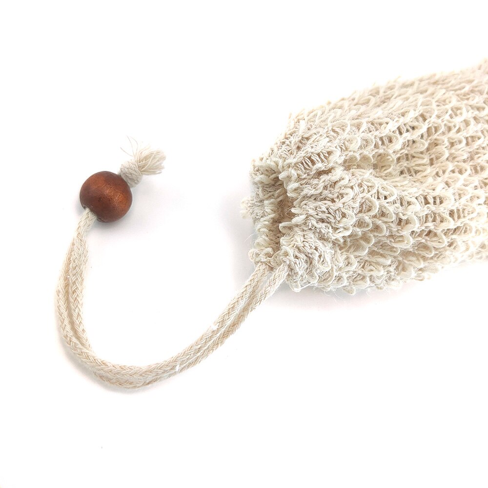 5Pc Natural Exfoliating Eco-firendly Soap Bag Organic Sisal Hemp Bag Soap Bags With Rope For Bathroom