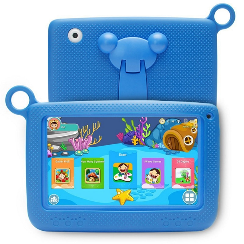 Baby børn læring legetøj bærbar tablet bluetooth + wifi børn læring tablet beskyttelsesdæksel 7 tommer 1024 x 600 eu stik tablet