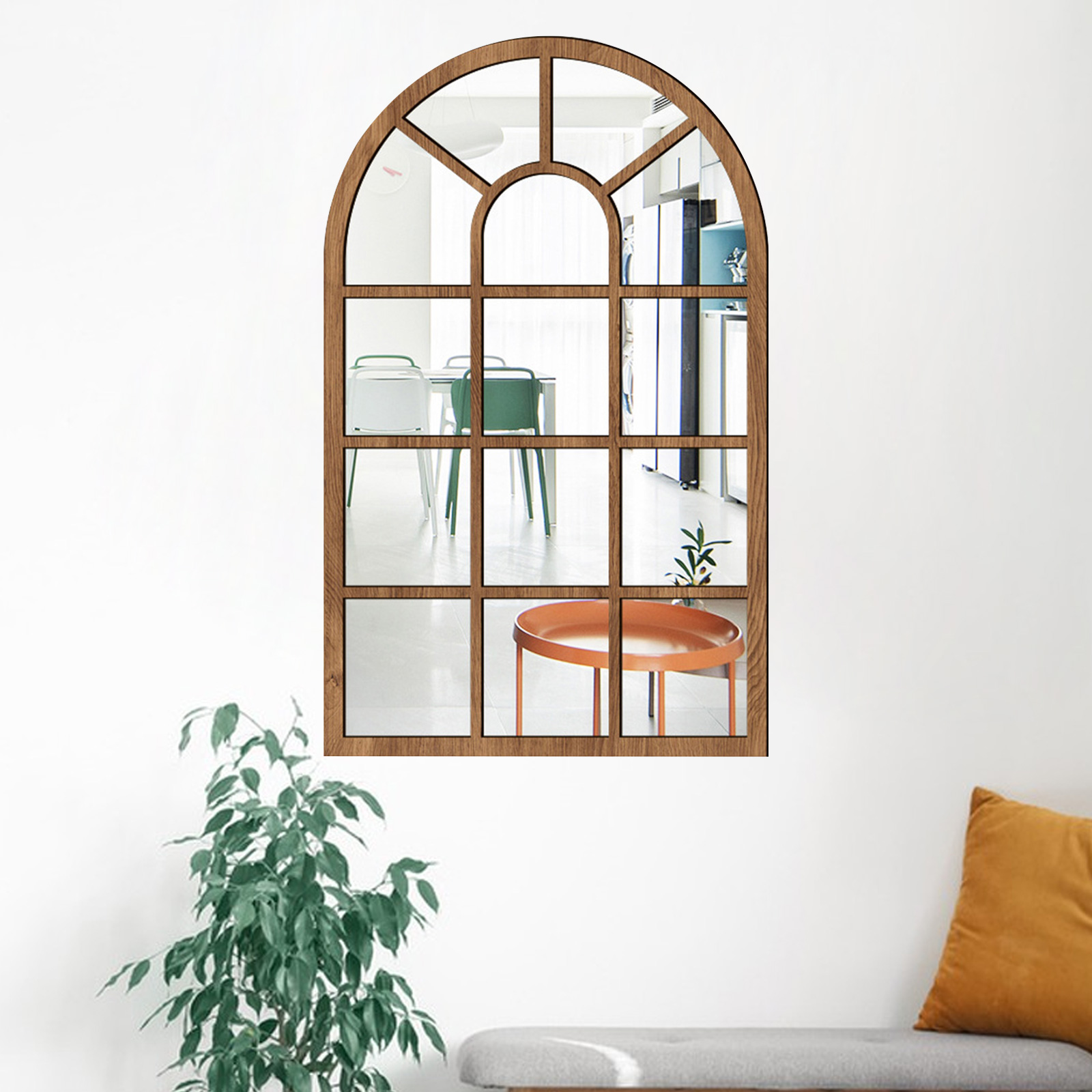 Arched Window Wall Mirror Wall Decorative Mirror Windowpane Arch Mirror for Bathroom Farmhouse Vanity Living Room Entryway