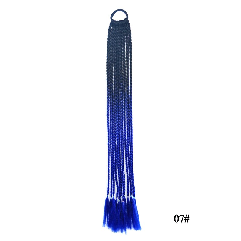 Queue de cheval synthétique colorée boîte droite tresse avec bande élastique queue de poney Extensions de cheveux accessoires de cheveux pour les femmes: 07