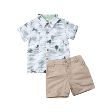 Conjunto de ropa de bebé niño lindo estilo bohemio estampado Tops camiseta pantalones cortos Caballero traje Formal niños trajes niños traje