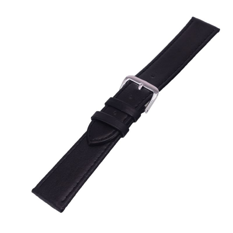 Men Women Black Watch Bands 12mm,14mm,16mm,18mm,20mm,22mm 24mm Soft Sweatband Leather Watch Strap Steel Buckle Wrist Bands