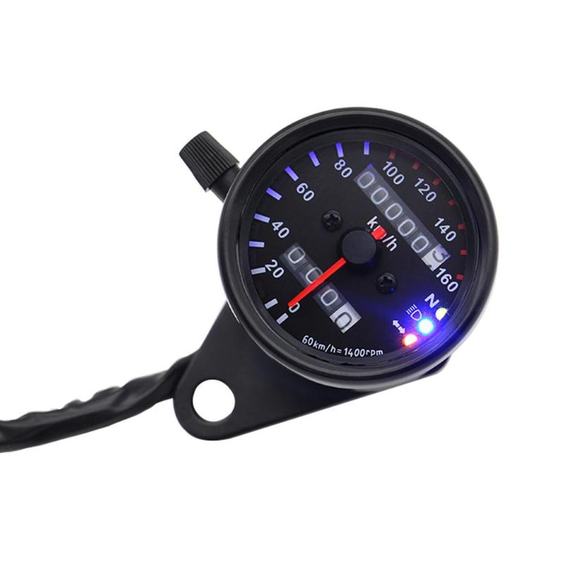 12V Motorfiets Universal Motorbike Led Snelheidsmeter Kilometerteller Gauge Met Neutrale Gear Richtingaanwijzer Koplamp Indicator
