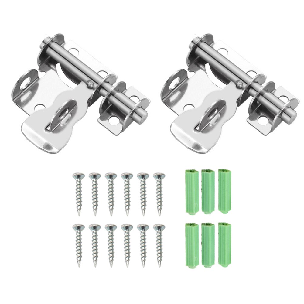 2pcs Windows Pet Gate Padlock Hole Heavy Duty Sliding Barrel Bolt Stainless Steel Brushed Surface Toilet Warehouse Doors Fences