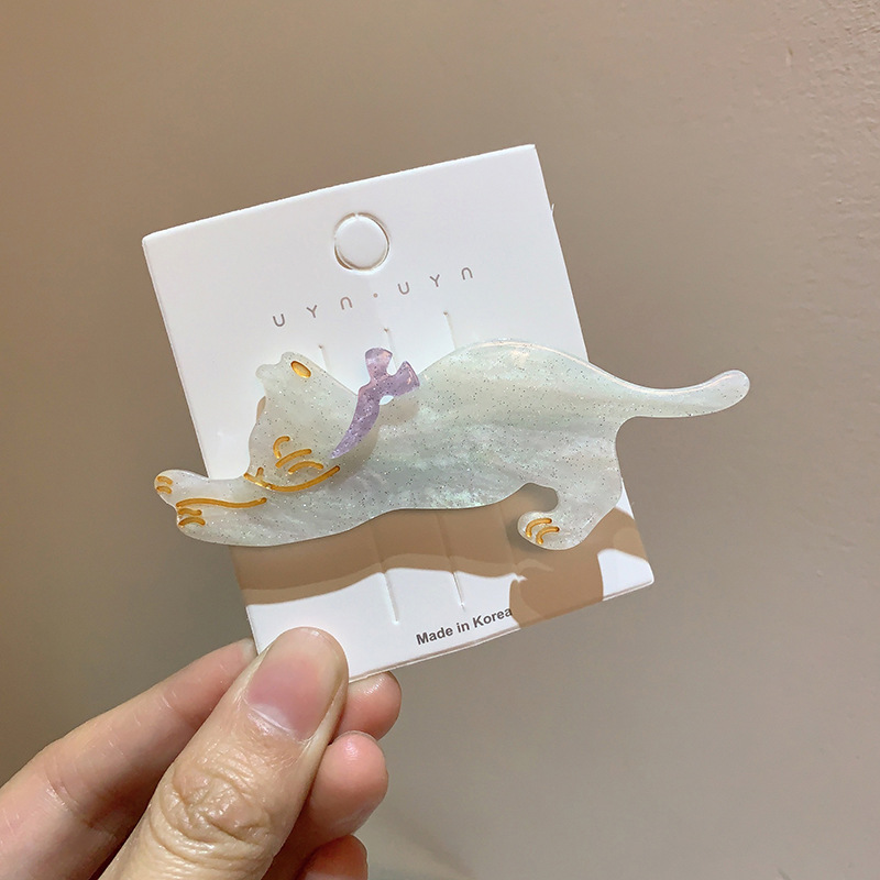 Cute Cat Haiclips For Girls and Women Alligator Hairpins Barrettes Headwear Animal Hair Accessories: Yellow