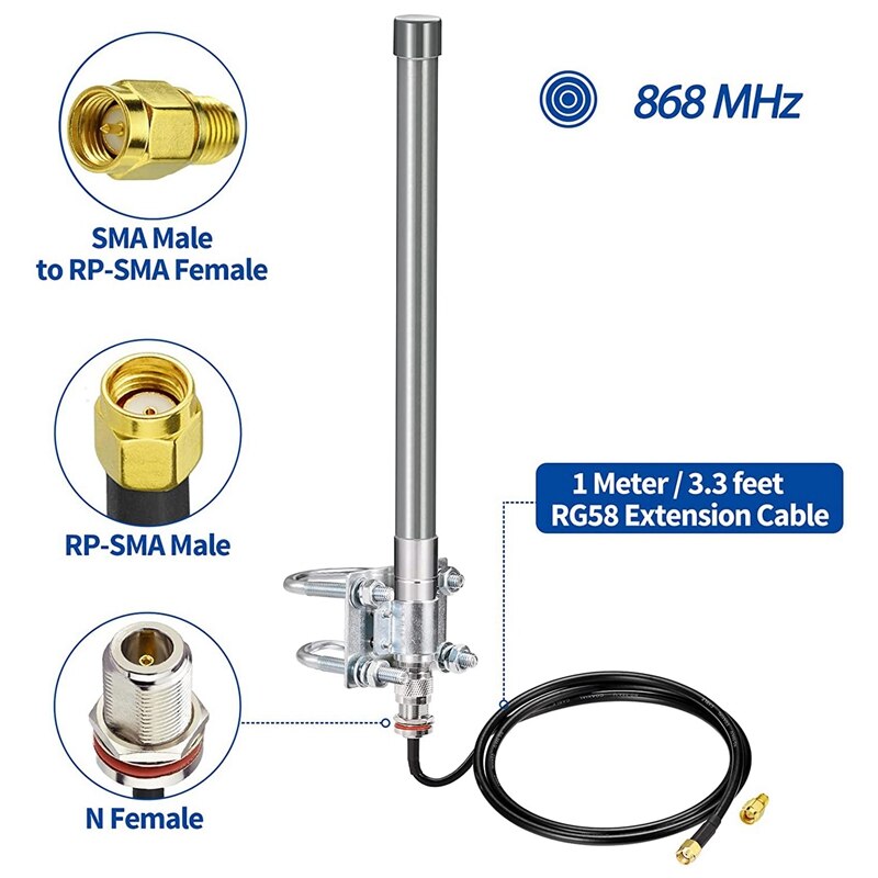 868 MHz LoRa Antenne Antenne draussen 3DBi Fiberglas LoRaWAN Antenne Kabel mit N Stecker für RAK Nebra Rotluchs HNT