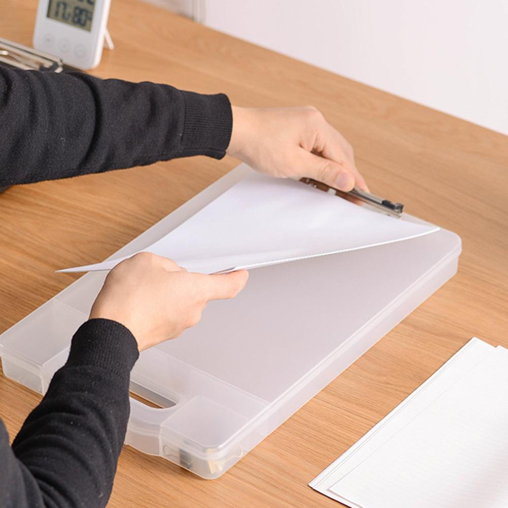 Multifunctional File Organizer Compartment Clipboard Box Case Folder Holder with Handle Office School Supplies