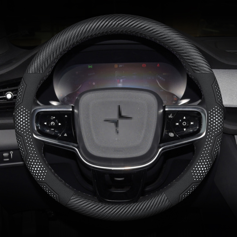 Til polestar 1 2 3 4 5 kulfiber ruskind mikrofiber læder skridsikkert bilratbetræk autotilbehør: Rød