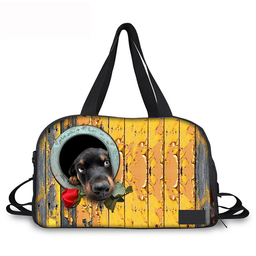 Diseños extravagantes 3D para perros con patrón de rosas impresas, bolsa de viaje de gran capacidad, informal, para equipaje de mano, de viaje, fin de semana: C0175T