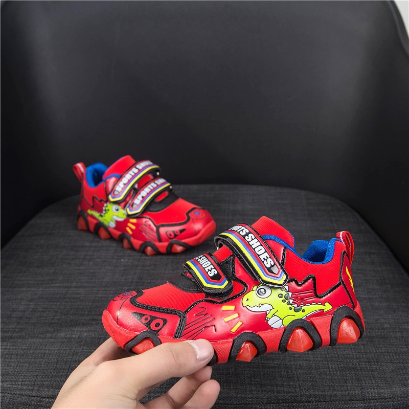 Baskets de Sport à lumières pour enfants | Nouvelles chaussures de Sport style dinosaure, baskets à la pour garçons et filles, taille 26-31