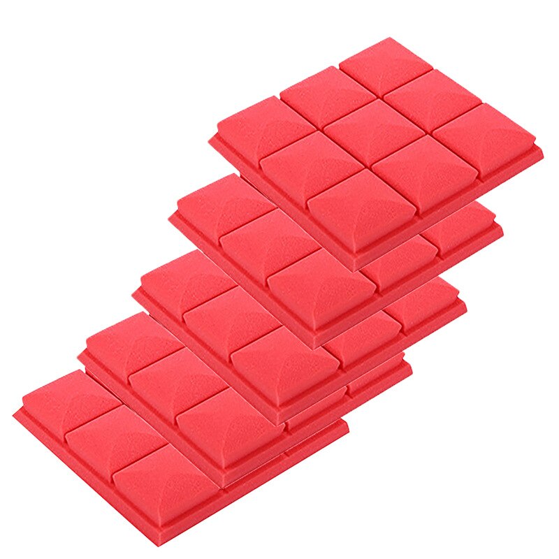 5 uds aislamiento de ruido esponja hoja habitación insonorizada pegatina de pared papel tapiz atenuante Anti ruido espuma estera amortiguación acústica almohadilla: Rojo