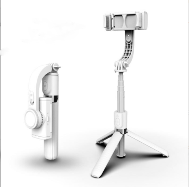 L09 Single Axis Mobile Phone Stabilizer Handheld Gimbal Fill Light Bluetooth Automatic Balance Tripod Anti-Shake Selfie Stick: white