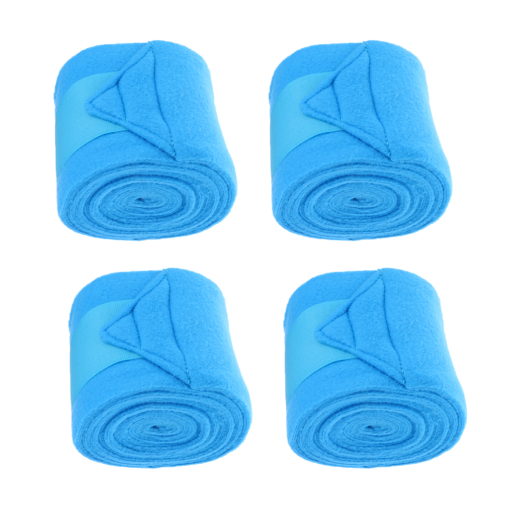 4pcs Soft Fleece Horse Leg Wraps Equestrian Horse Care Leg Brace Strap 240cm