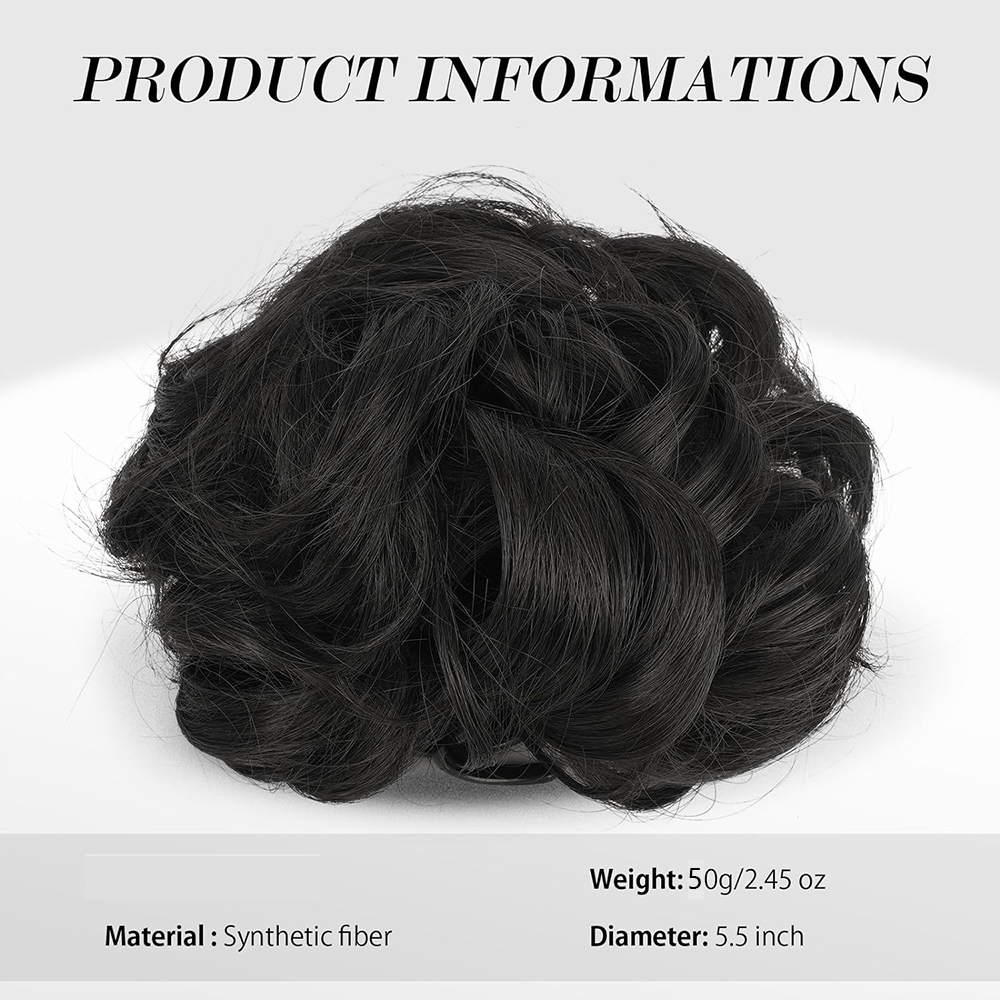 Pedaço de cabelo bagunçado para mulheres, penteado Updo penteado, ondulado encaracolado scrunchies, clipe na garra, chignon sintético, clip w