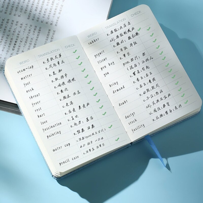 PU Leather Cover Diary Book Paper Vocabulary Notebook English Word Notepad Memo