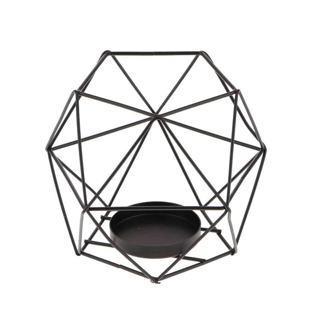 Touch nordic style 3d geometrisk lysestage metal væg lysestage lampet matchende lille fyrfadslys tilspidset lysestage: Sort
