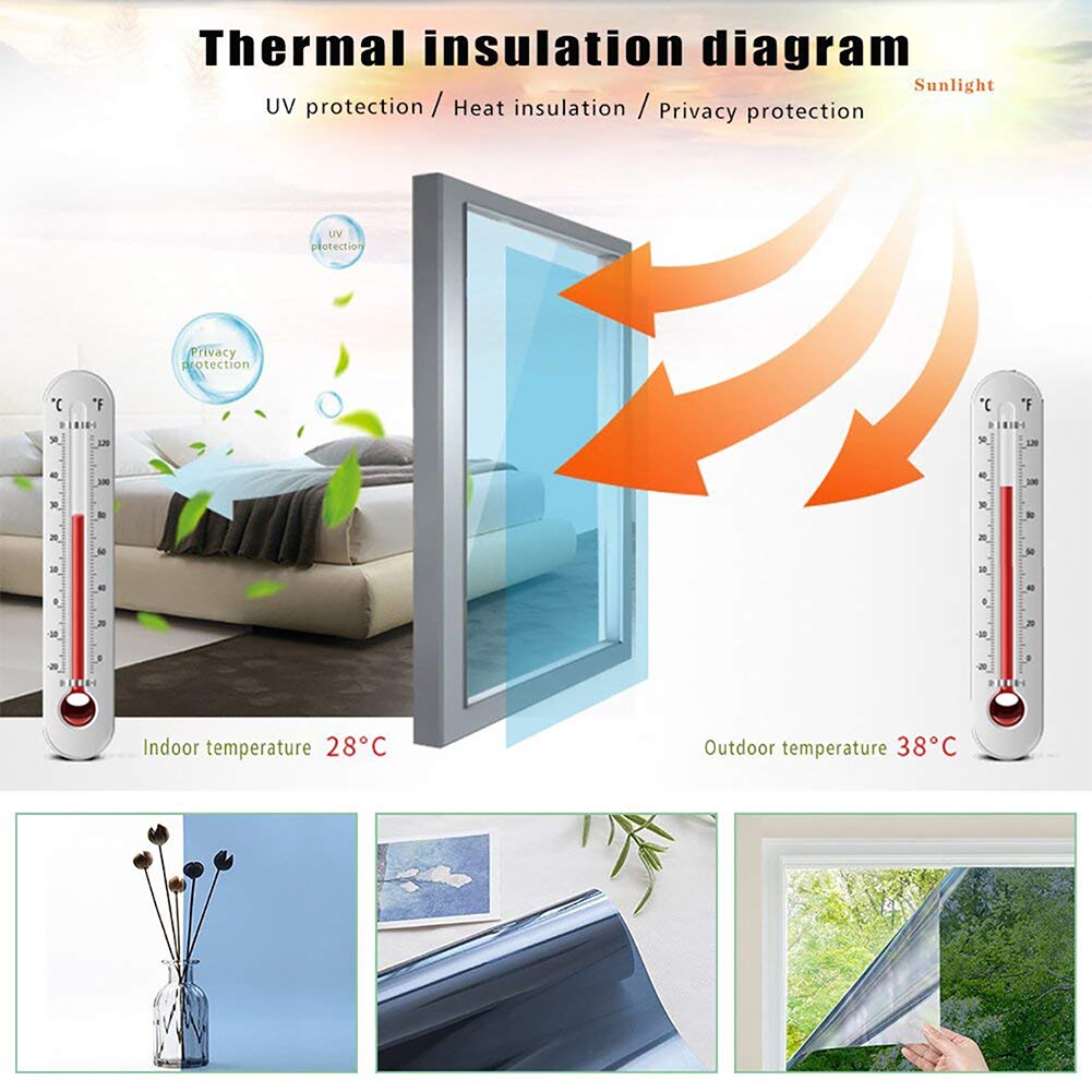 Window Thermal Insulation Privacy Film Transparent UV Infrared Cut Skin Protection Prevents Furniture Walls Fading Window Film
