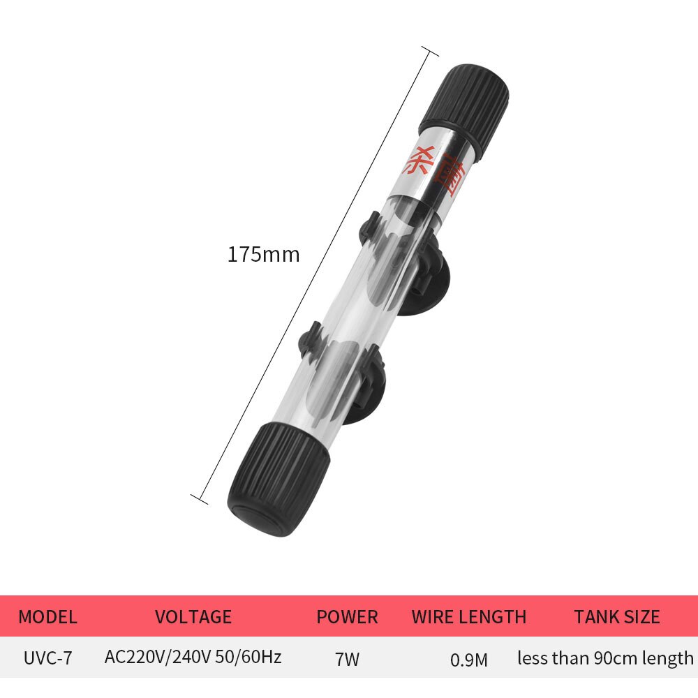 Zanurzeniowa UV lampa sterylizator światło ultrafioletowe filtr wodoodporny środek robić czyszczenia akwarium staw/oczko wodne koralowa ryba zbiornik 5w/7w/9w/11w: 7w