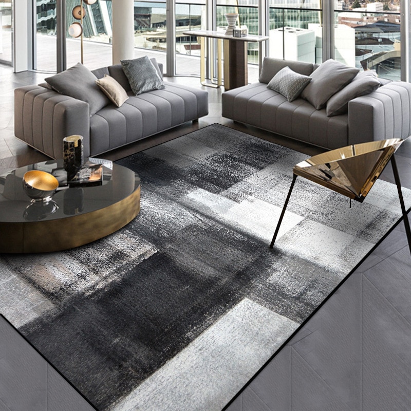 Alfombras de para sala de estar alfombras abstractas modernas simples sofá chino mesa de café alfombras tinta negro gris dormitorio alfombra