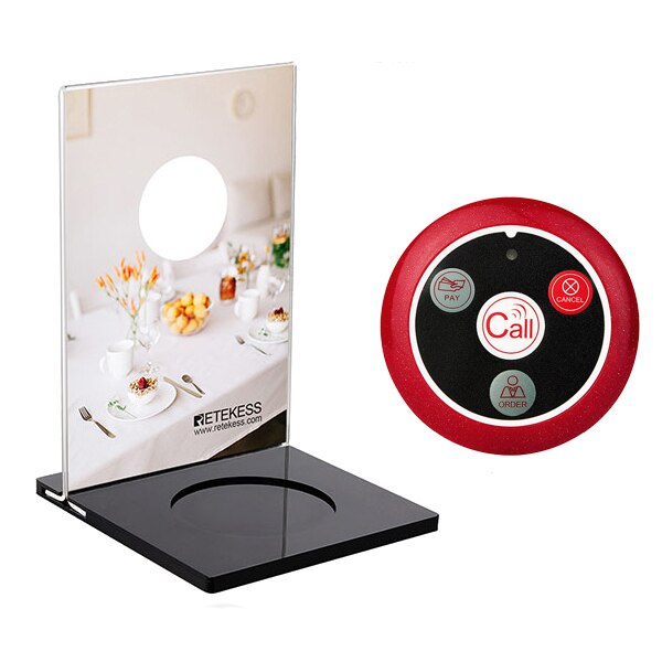 Retekess TD024 Mechanische Desktop Kaart Voor Call Knop Restaurant Pager Klantenservice Draadloze Beller Ober Belknop: With Four Key-Red