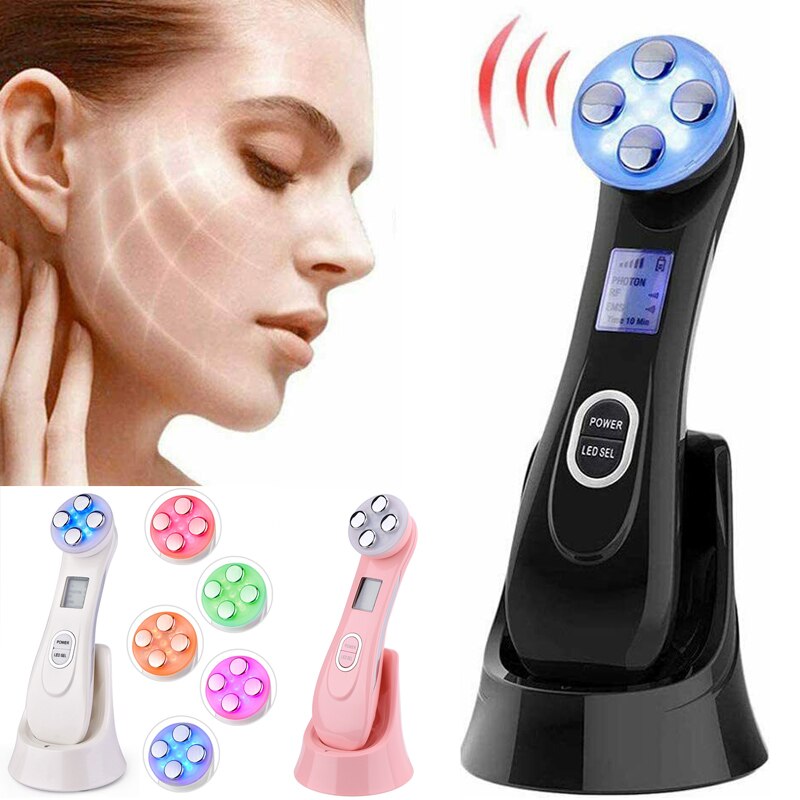 Electric Face Lifting Facial Machine RF EMS Electroporation Mesoterapy LED Light Radio Frequency Skin Firming Tightening Device