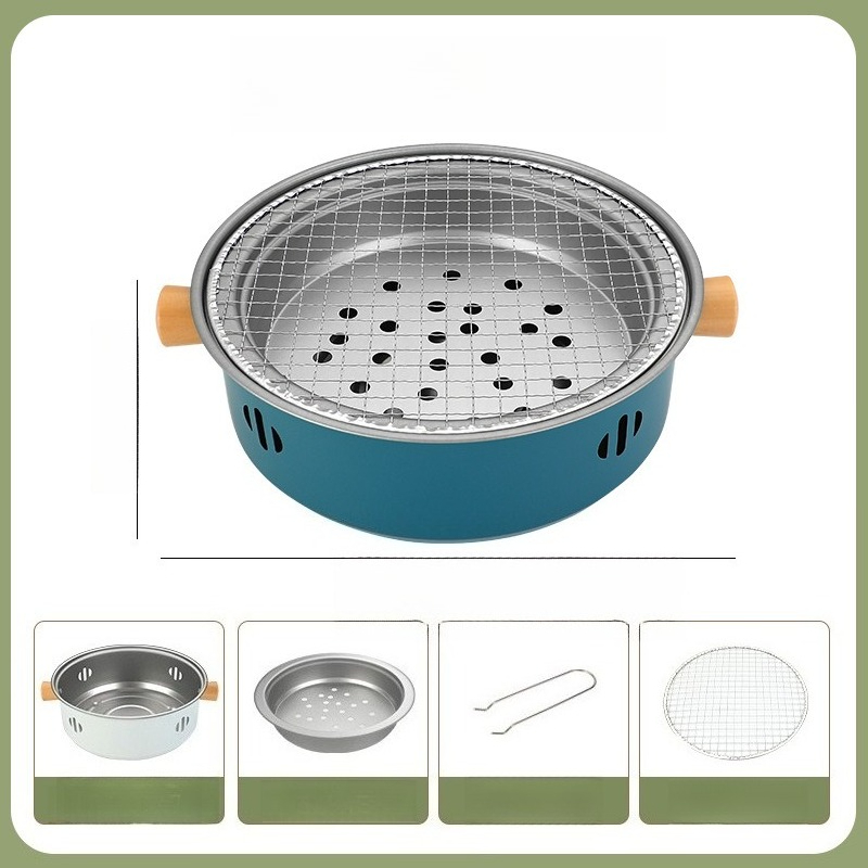 Portable Outdoor Barbecue Grill for A Picnic Barbecue and Barbecuing Barbecue Stove Set of Utensils Basin Tea Stove: WHITE