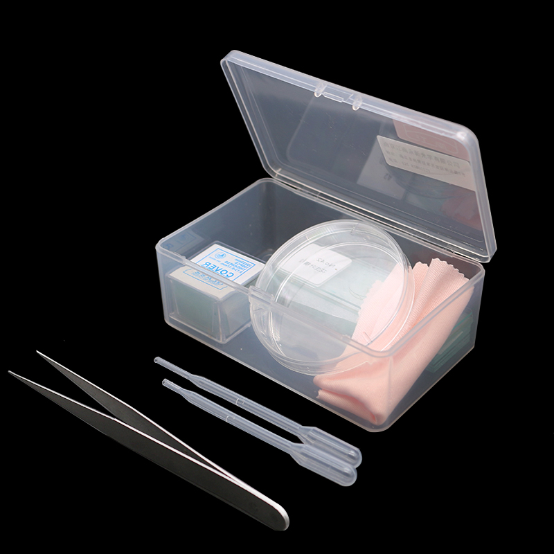 Biological Microscope Accessories Set Making Biological Specimen Tools Slides Dropper Tweezers Test Tube for Laboratory Teaching
