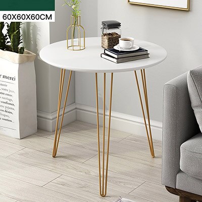 Coffee table Nordic sofa side table living room wrought iron table simple negotiating table small round table balcony small: White