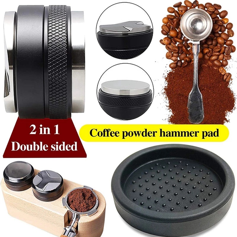Distribuidor y Tamper de café de 51mm, 51mm para Delonghi dedicada portafiltro con alfombrilla de silicona, profundidad ajustable