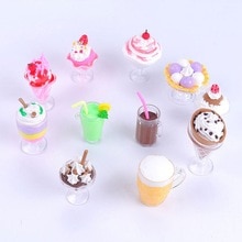 17pcs/Set Mini Transparent Drink Cups Dish Plate Tableware Miniatures DIY Toy brand and