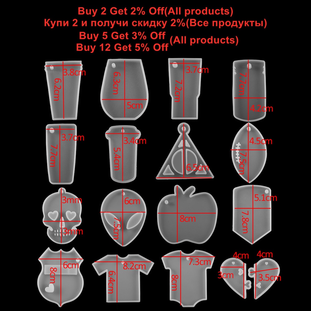 16Styles Alien Heart Casting Silicone Epoxy Molds Set UV Epoxy Resin Mold For DIY Jewelry Making Pendant Mould Accessories Kits