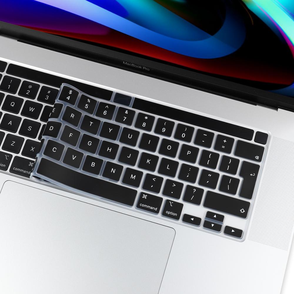 EU/UK/ US typ TPU przezroczysta obudowa klawiatury dla Macbook najnowszy Pro 13 2020 A2338 A2289 Pro 16 cali 2019 A2141Touch Bar klawiatura skóra: EU English black