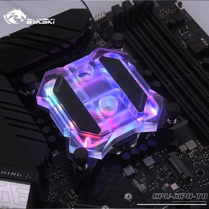 Bykski Intel CPU Water Block For Intel LGA 1366,115X,20XX, CPU Liquid Cooler Support 12V RGB/5V A-RGB/SYNC,CPU-XPH-T8