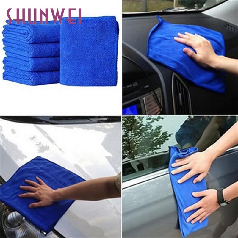 Bil-styling mikrofiberklude bilvask praktisk blå blød absorberende vaskeklud bilpleje  td28: 10 stk
