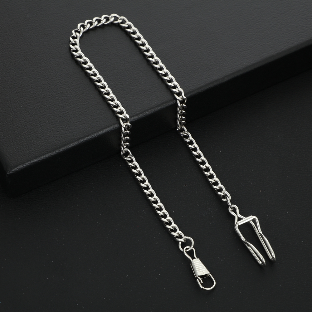 Reloj de bolsillo clásico de acero inoxidable, cadena plateada, negra, dorada, bronce, cadenas geniales, accesorios para relojes de bolsillo,: Marrón