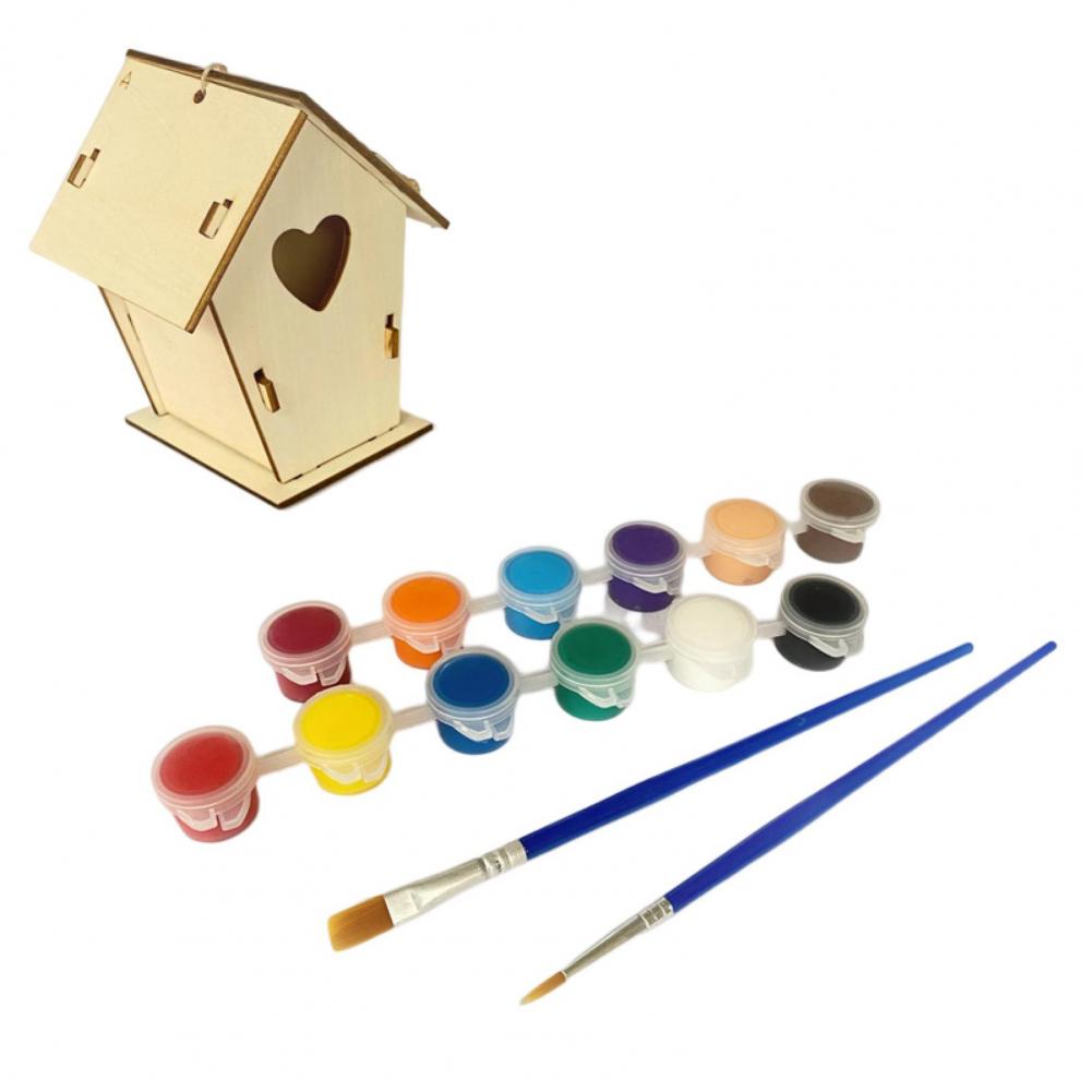 Kit de construction de maison d'oiseau pour enfants, peinture de bricolage, assemblage de nichoir, artisanat de boîte à oiseaux, construire de la peinture, pour enfants, 1 ensemble: Bleu