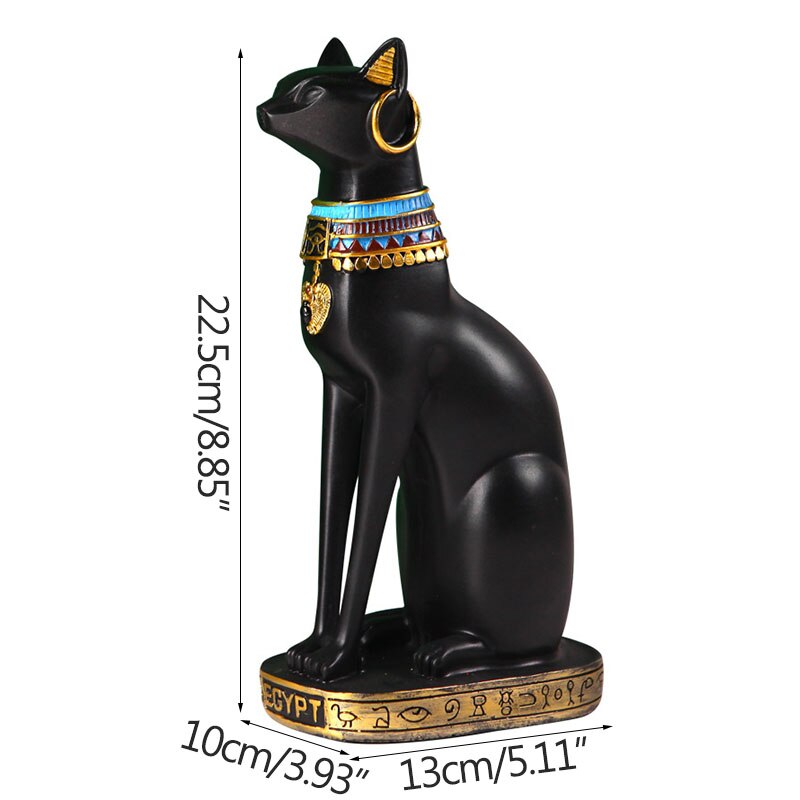 Egyptisk kattgud skulptur bokstöd djurfigurer bokhylla harts hantverk prydnader studie rum kontor skrivbord dekoration: Default Title
