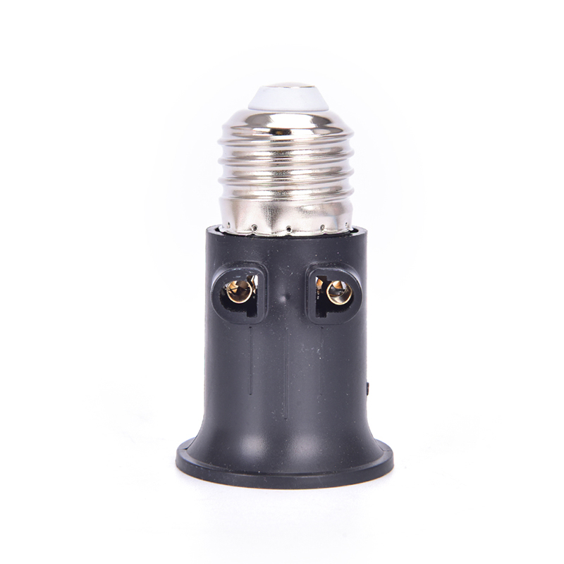 1 Pc Pbt Brandwerende E27 Lamp Adapter Lamp Holder Base Socket Conversie Met Eu Plug: Black