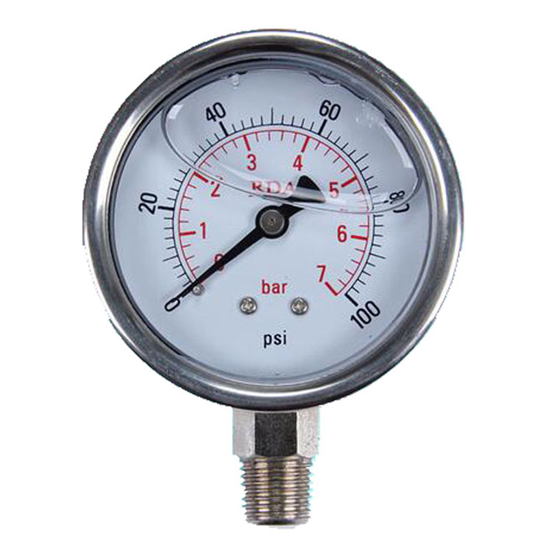 SP 60mm 0-100 psi Radiale rvs manometer Vloeistof Gevulde manometer Air olie water Hydraulische Druk gauge 1/4 NPT