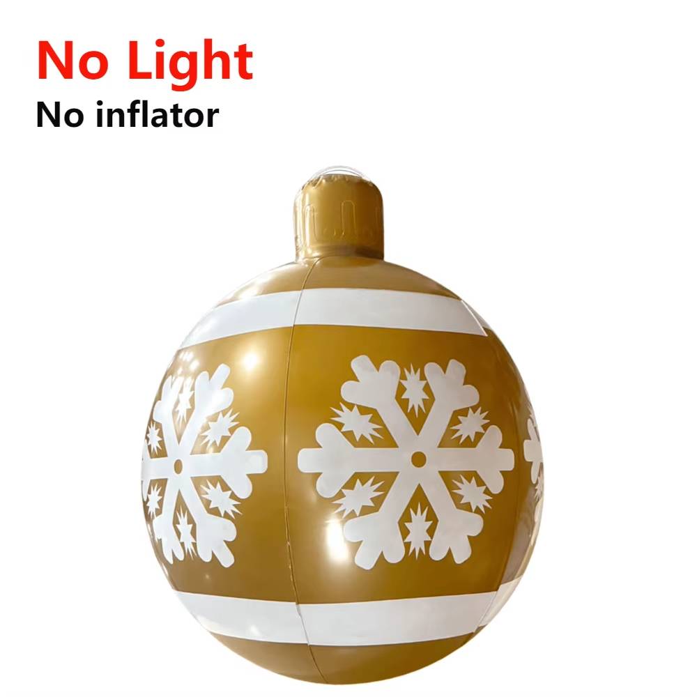 24 Inch Opblaasbare Kerstballen Met Verlichting Buiten Kerstversiering Pvc 60Cm Gigantische Kerstballen Vakantiedecor: GRIJS