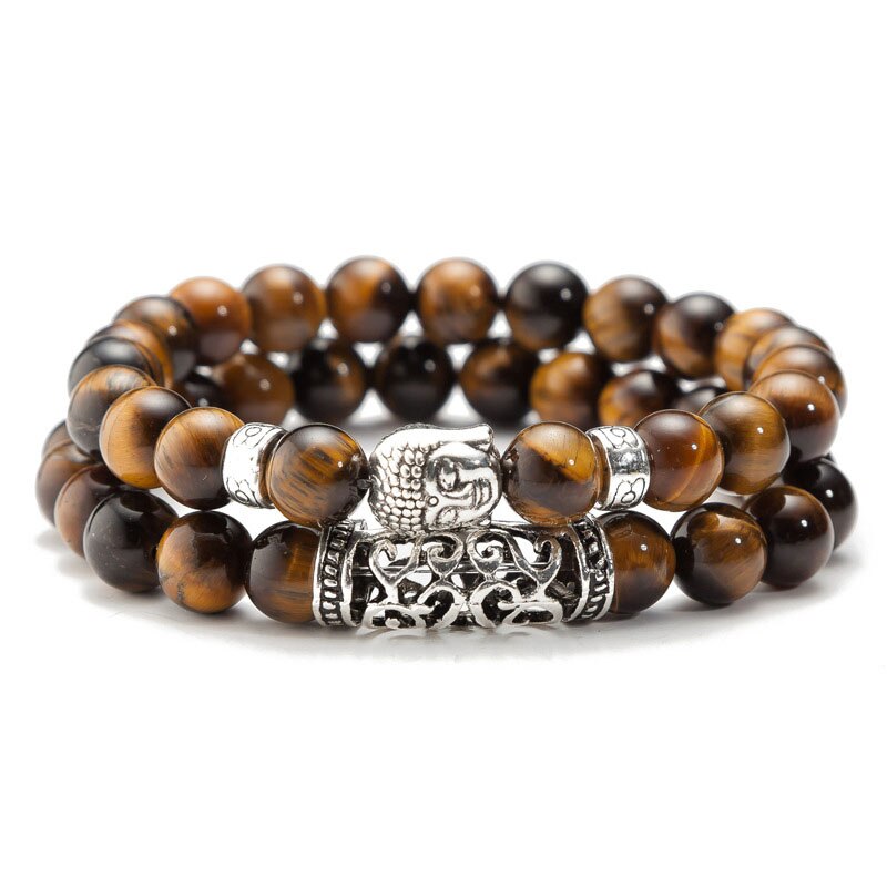 SUMENG 2 pièces ensemble noir lave pierre prière perles bouddha hommes perle Bracelet perlé Bracelets pour femme et hommes