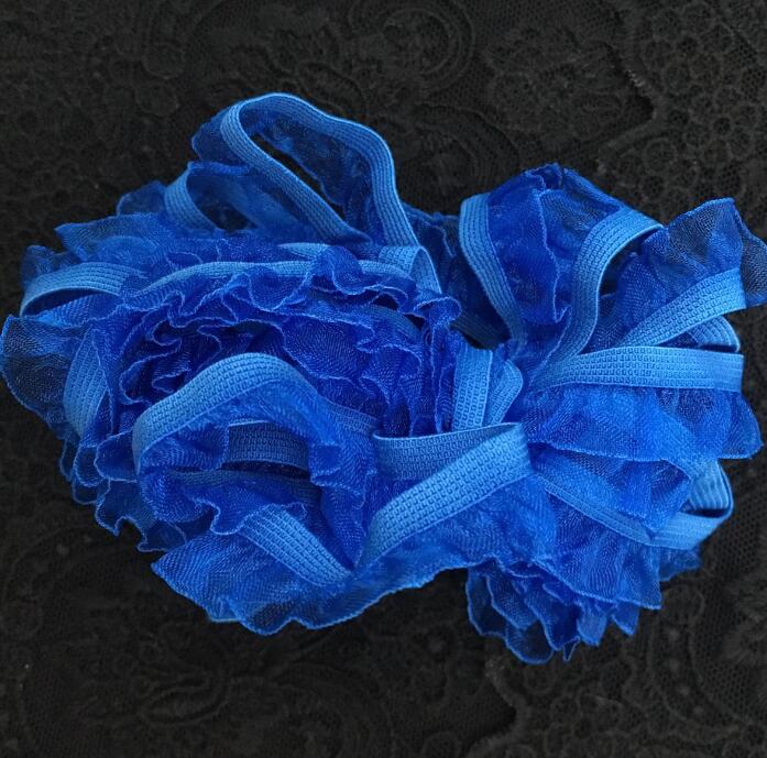 5 Yards Pretty Zwart Wit Roze Koningsblauw Kant Accessoires DIY Elastische Gaas Ruche Kant Kledingstuk Stretch Kant 1.5 cm breedte: royal blue