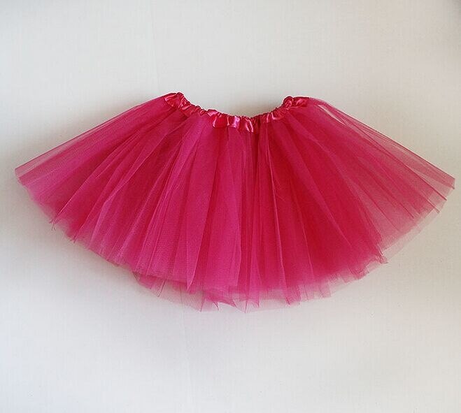 Falda de tutú para niñas, falda translúcida de hilo de red de 3 capas, hermoso color, falda de baile, falda deportiva barata para niñas, 1 unidad: Fuschia