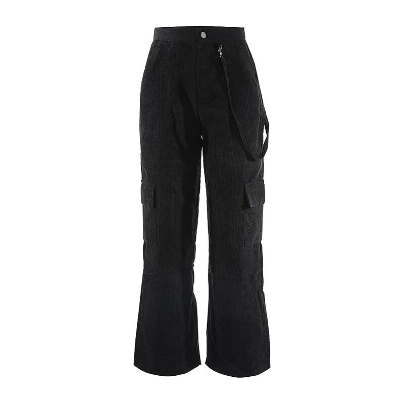 Rockmore vintage joggers kvinder brede ben lige bukser streetwear sweatpants højtaljede bukser koreanske plus size harajuku bukser: Sort / M