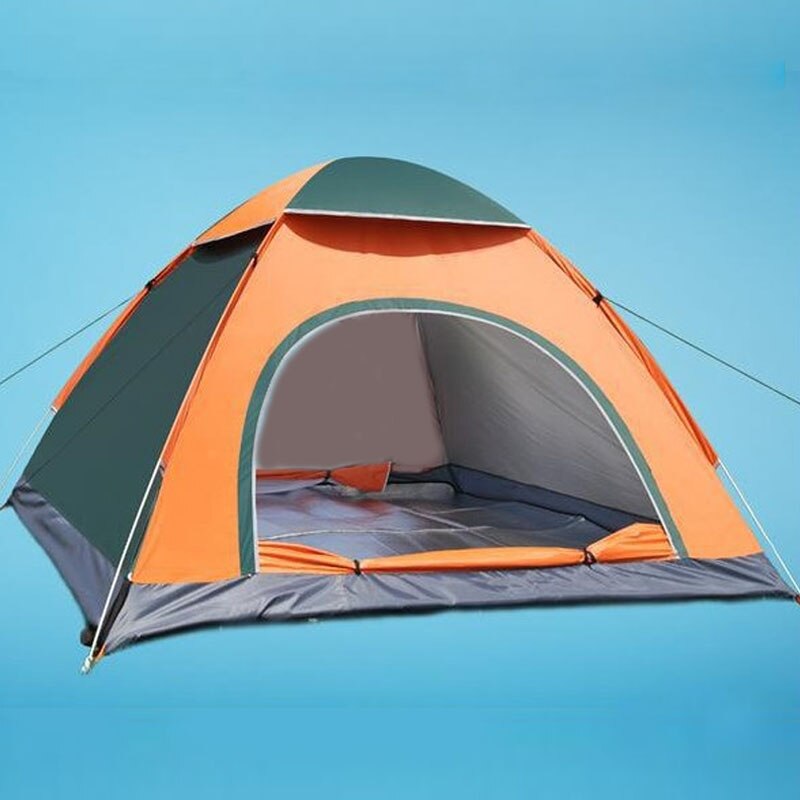 2-3 personer kaster telt udendørs automatiske telte dobbeltlag vandtæt camping vandretelt 4 sæson udendørs store familietelte: Orange grøn