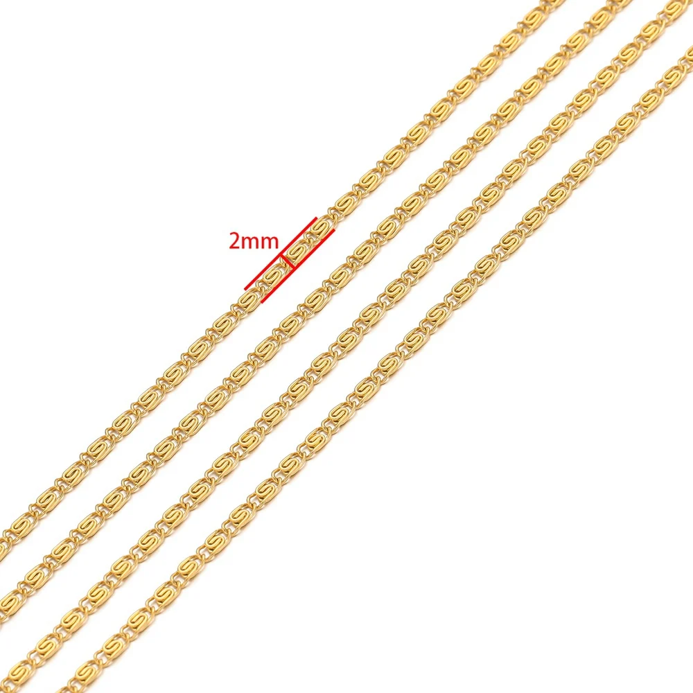 2 meter/parti forgyldt rustfrit stål 2mm brede kæder gør-det-selv smykkekæder til halskæde armbåndsfremstilling fund kæde i bulk