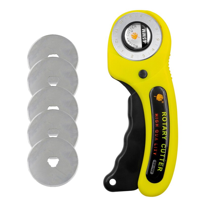 Leather Craft Rotary Cutter 45mm Leather Cutter DIY Patchwork Sewing Quilting Patchwork Hob Circular Blades Fabric Cutting Tool: Yellow